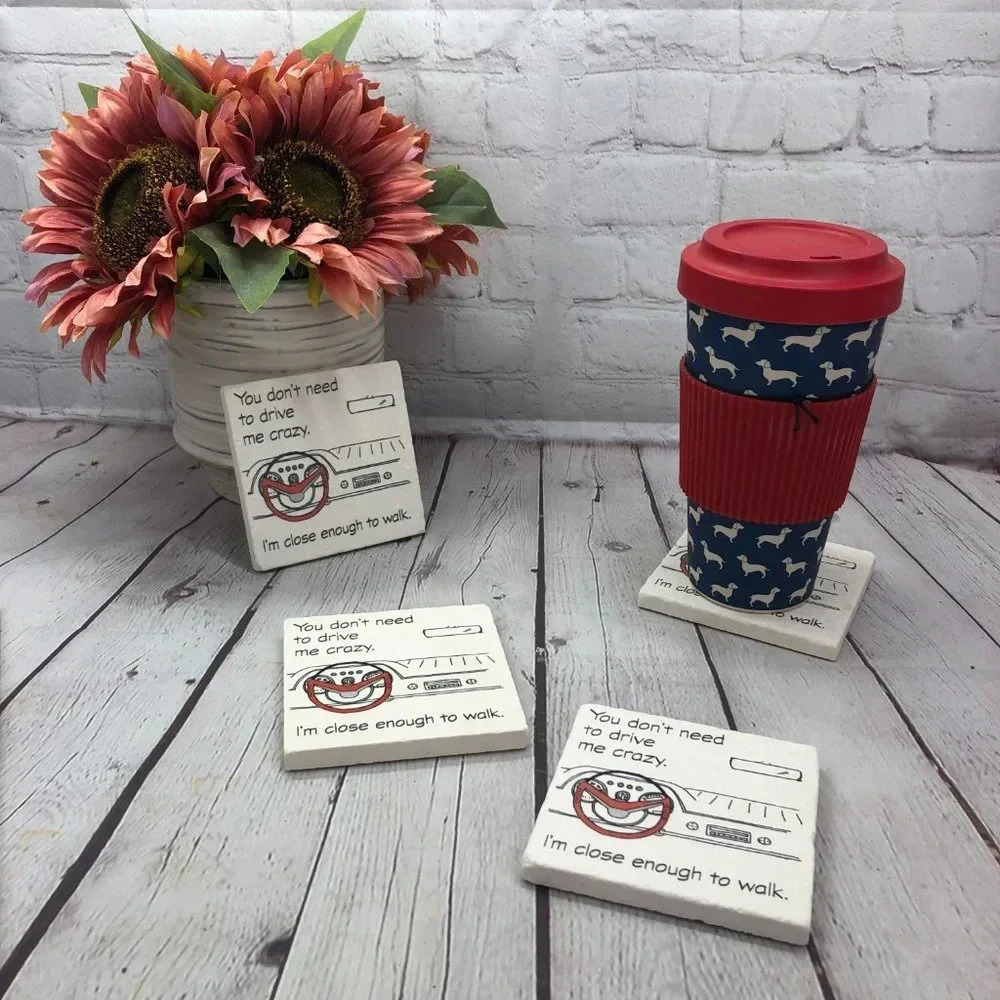 Coasters DRIVE ME CRAZY DRINK COASTER set of 4